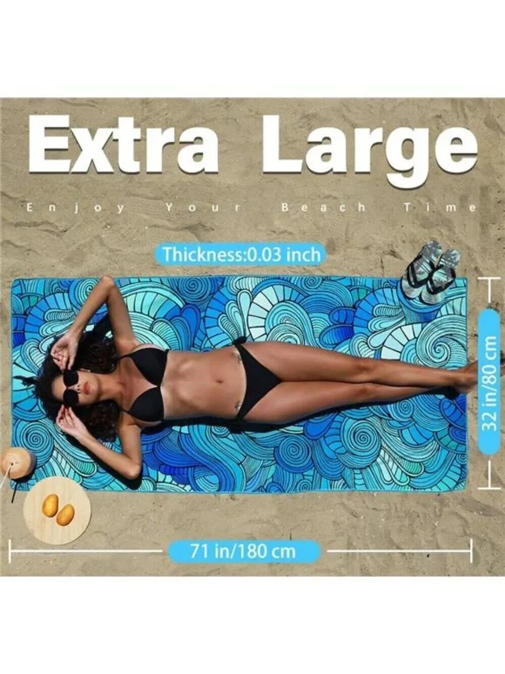 Microfiber Lightweight Thin Gym Beach Towel Compact Waves Tie Dye Desing 32